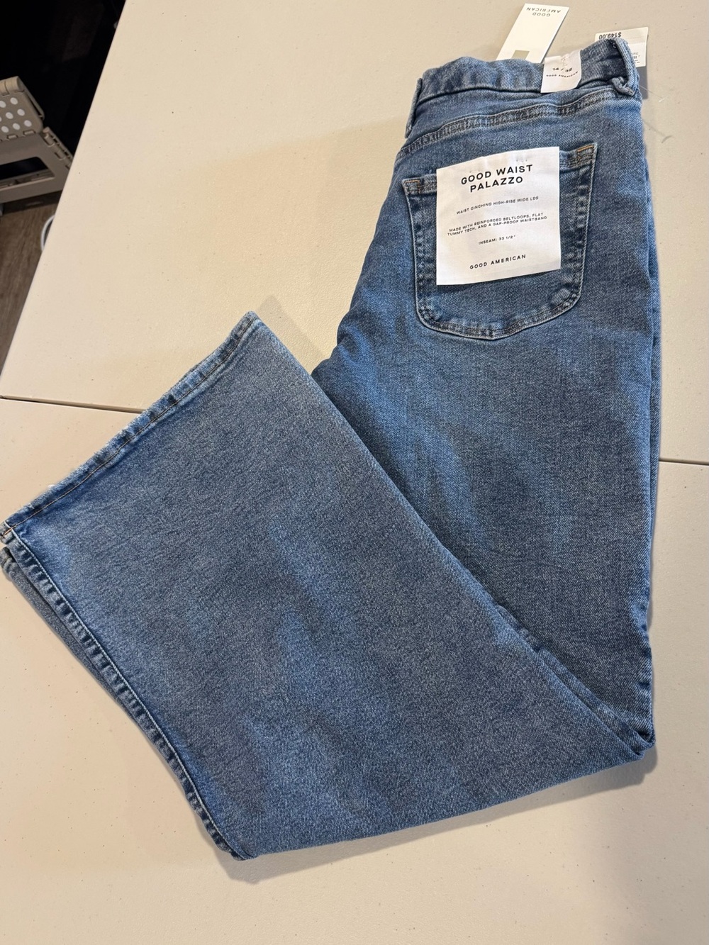 NWT Good American Good Waist Palazzo Jeans Wide Leg Size 14